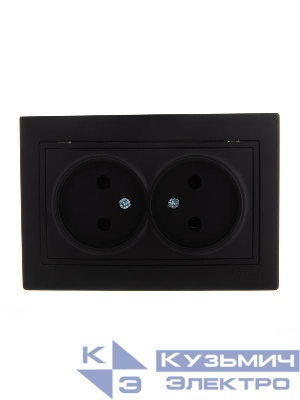 Розетка 2-м СП Mira 16А IP20 без заземл. со вставкой керамика черн. бархат LEZARD 701-4242-128