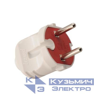 Вилка Accessories 1ф 6А без заземл. бел. LEZARD 715-0101-601