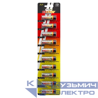 Элемент питания алкалиновый AA/LR6 LR6-10BL strip (блист.10шт) Трофи C0034054