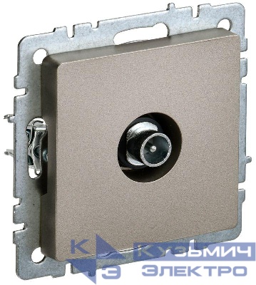Розетка телевизионная проходная TV СП Brite РТВ10-0-БрШ механизм шампань IEK BR-A10-P-K37