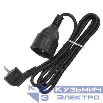 Удлинитель-шнур 1х2м с заземл. 16А IP20 ПВС 3х1 черн. DOMTOK 2341