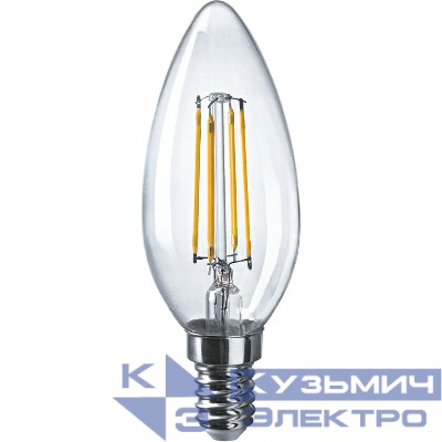 Лампа светодиодная филаментная 80 894 OLL-F-C35-10-230-2.7K-E14 10Вт свеча прозрачная 2700К тепл. бел. E14 1000лм 220-240В ОНЛАЙТ 80894