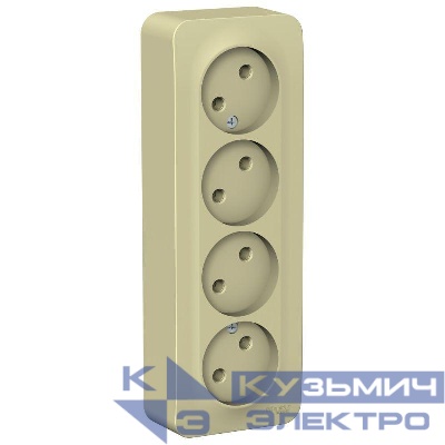 Розетка 4-м ОП Blanca 16А IP20 250В без заземл. без защ. шторок с изолир. пластиной беж. SE BLNRA000417