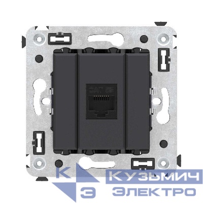 Розетка компьютерная 1-м СП Avanti "Черный матовый" RJ45 кат.5E без шторок механизм DKC 4412663