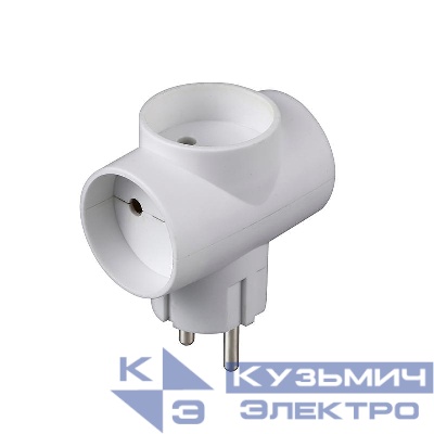 Разветвитель 3-м без заземл. 10А 2200Вт 250В Т-образ. бел. DОМТОК 2662
