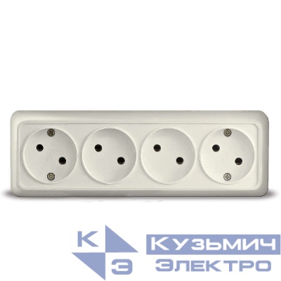 Розетка 4-м ОП Олимп 16А IP20 без заземл. сл. кость UNIVersal 1168
