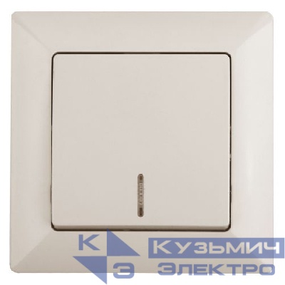 Выключатель 1-кл. СП Solo 4-102-02 10А 250В IP20 с подсветкой слон. кость Intro Б0053559