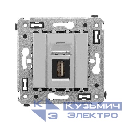 Розетка USB 2.0 1-м СП Avanti "Закаленная сталь" тип А-А DKC 4404403