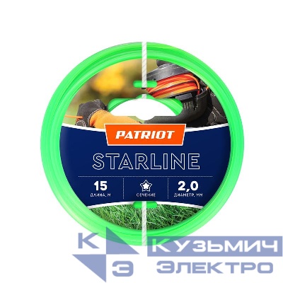 Леска Starline D2.0мм L15м 200-15-3 на пластиковой обойме блистерн. тип звезда зел. PATRIOT 805201056