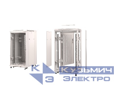 Шкаф напольный 18U серия Expert (600х800х983), напольный, БЕЗ ПЕРЕДНЕЙ ДВЕРИ, серый, разобранный Netko (упакован в 3 коробки)