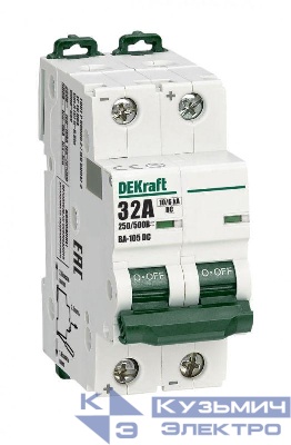 Выключатель автоматический модульный 2п C 32А 10кА ВА-105 DC DEKraft 13394DEK