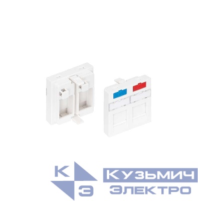 Вставка типа Mosaic 45х45мм 2 порта под модули-вставки типа Keystone со шторками бел. NIKOMAX NMC-PM2P-PF-WT