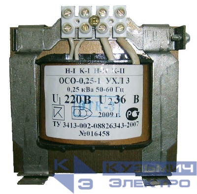 Трансформатор ОСО-0.25 УХЛ3 220/36. IP00 Электротехник ET003107