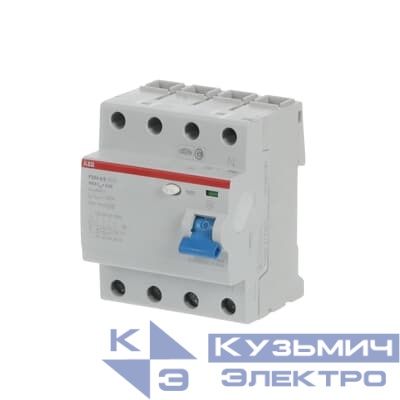 Выключатель дифференциального тока F204 A S-100/0,3 4-модульный ABB 2CSF204201R3900