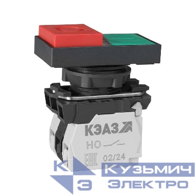 Кнопка КМЕ9111мЛ-220В-зел-красн-1но+1нз-двойная-индикатор-IP40 КЭАЗ 309597