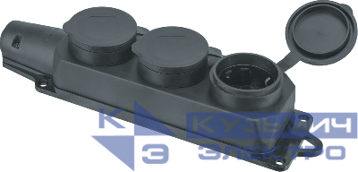 Колодка удлинителя 3-м с заземл. 16А IP44 61 372 NCA-BLR2-03-16A-E-IP44-BL каучук черн. Navigator 61372