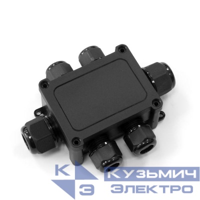 Коробка распределительная ОП 135х96х42 6-вводная IP68 ПА66 40А 450В d5-14мм черн. Промрукав PR08.13151