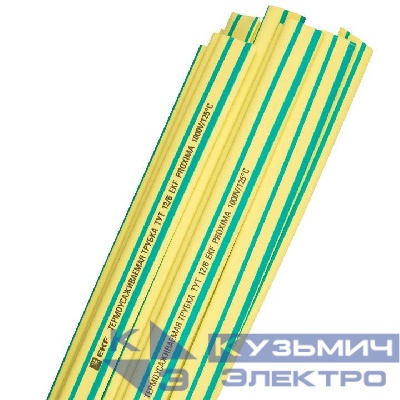 Трубка термоусадочная ТУТ нг 12/6 желт./зел. 1м (уп.50м) PROxima EKF tut-12-yg-1m