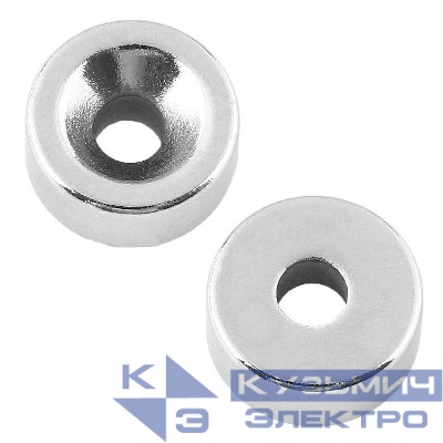 Магнит неодимовый диск 10х3мм с зенковкой 7х3.5мм (блист.6шт) Rexant 72-3601