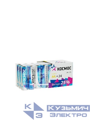 Элемент питания алкалиновый AA/LR6 пластик. бокс (уп.24шт) КОСМОС KOCLR6_24BOX
