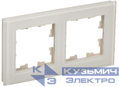 Рамка 2-м BRITE РУ-2-2-БрВа стекло ванильн. IEK BR-M22-G-K10