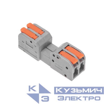 Клемма СМК 222-422R проходная разъемная 2 полюса сер. 0.2-2.5/4кв.мм Rexant 07-5262
