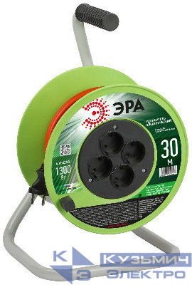 Удлинитель на катушке 4х30м без заземл. RP-4-2x0.75-30m ПВС 2х0.75 Эра Б0059780