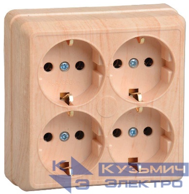 Розетка 4-м ОП Октава РС24-3-ОС 16А IP20 с заземл. сосна GENERICA ERO41-K03-16-DC