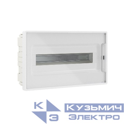 Щиток встраиваемый FRAME 18мод. с прозр. дверцей с 2 шинами PEN на 8 и 10 отверст. бел. DKC F18B1WT