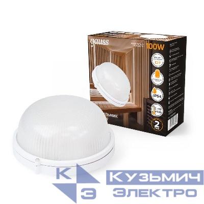 Светильник "Банник" 100Вт E27 IP54 240х108х255мм НБП круг настенно-потолочный GAUSS 926602101