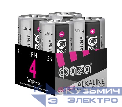 Элемент питания алкалиновый C/LR14 1.5В Alkaline Pack-4 (уп.4шт) ФАZА 5033160