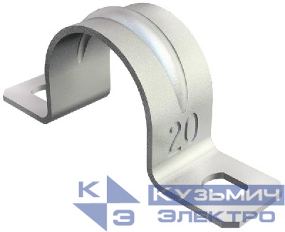 Скоба крепежная двухлапковая d20мм 605 20 G для кабеля и труб метал. (уп.100шт) OBO 1018205