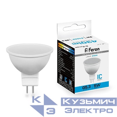 Лампа светодиодная LB-24 5Вт MR16 6400К G5.3 230В FERON 25125