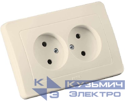 Розетка 2-м СП Мастер 16А 250В защ. шторки сл. кость HEGEL РС16-342-01