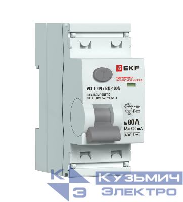Выключатель дифференциального тока 2п 80А 30мА тип A 6кА ВД-100N электромех. PROxima EKF E1026MA8030
