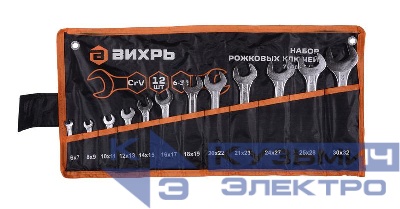 Набор рожковых ключей 12шт 6-32 в чехле Вихрь 73/6/5/14