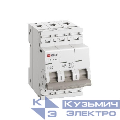 Выключатель автоматический 3п C 20А 6кА ВА 47-63N MA без теплового расцеп. PROxima EKF M63MA6320C
