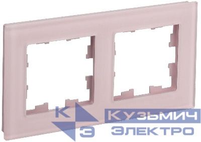 Рамка 2-м BRITE РУ-2-2-Бр стекло розовый матов. IEK BR-M22-G-31-K14