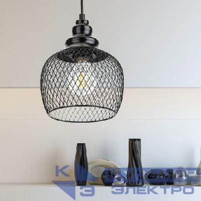 Светильник подвесной PL8 BK макс. 60Вт E27 d170мм металл черн. ЭРА Б0037455