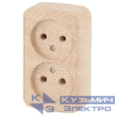 Розетка 2-м ОП Polo 3-203-11 2х2P 16А 250В IP20 без заземл. сосна Intro Б0053571