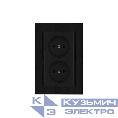 Розетка 2-я Karea LINE STAR без заземл. чер. Makel 86054017