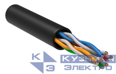 Кабель витая пара U/UTP кат.5E 4х2х24AWG solid LDPE черн. (305м) (м) ITK LC3-C5E04-139