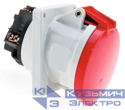 Розетка встраиваемая 63А 5п 3P+N+PE 6ч 400В IP44 наклонная 114х114 Bals 1202