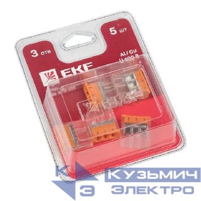 Клемма строительно-монтажная СМК 2273-243 3-проводная 0.5-2.5кв.мм с пастой (блист.5шт) PROxima EKF plc-smk-2273-243b