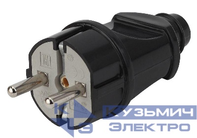 Вилка с заземл. прямая 16А черн. Vx2-B ЭРА Б0039674