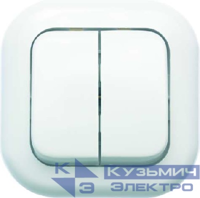 Выключатель 2-кл. 1п 2мод. СП Валентина 6А IP20 С56-034 бел. Кунцево 7647