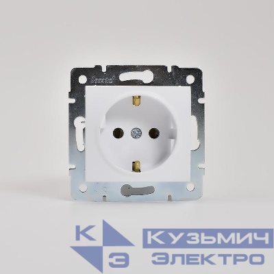 Розетка 1-м СП Karina с заземл. термопласт механизм бел. LEZARD 707-0288-122B