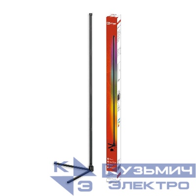 Светильник светодиодный ТСО 01Ч 12Вт RGB напольн. с пультом ДУ с адаптером черн. IN HOME 4690612049212