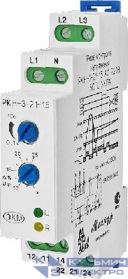 Реле контроля напряжения 3ф РКН-3-21-15 АС230В/AC400В УХЛ4 4-х проводн.схема вкл.; асимметр. регулир. порогов; задержка срабат. от 0.1...10с ток контактов исполнит.о реле 8А 2п Меандр A8302-16934065