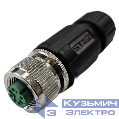 Разъем М12 4D гнездовой пайка пластик. прямой резьба PG7 каб. часть СЦМ120021-04D СТЭЗ 185200160